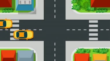 Şehir caddesi boyunca taksi trafiği animasyonu