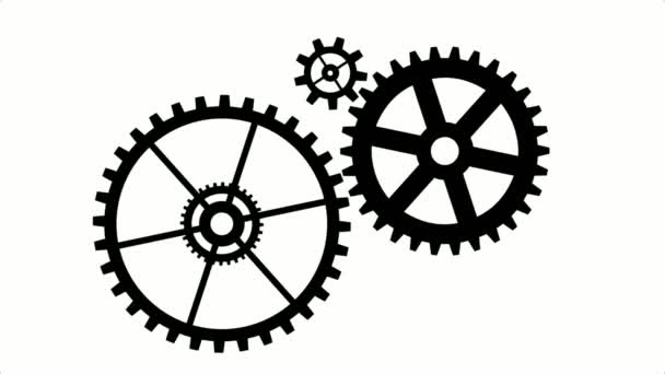 Bewegungsanimation Silhouetten Getriebe Mechanismus Automatisierung — Stockvideo