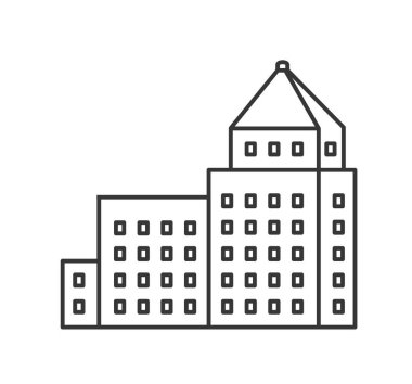 Doğrusal şehir binaları ve ev ve mimari tabelaların çizimleri