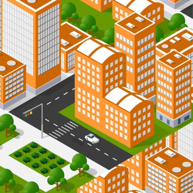 3D şehir manzaralı sokak sokak evi