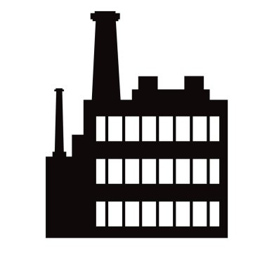 Siyah siluet tasarım için tek bir fabrika inşaatı