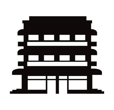 Siyah siluet tasarım için tek bir gökdelen inşa binası