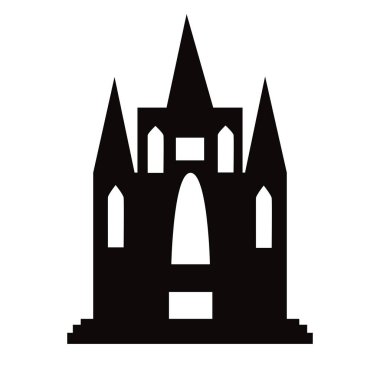 Siyah siluet tasarım için tek bir kilise inşaatı