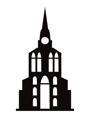 Siyah siluet tasarım için tek bir kilise inşaatı