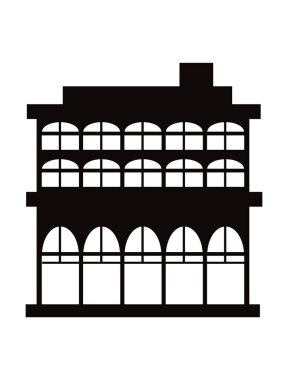 Siyah siluet tasarım için tek bir gökdelen inşa binası