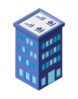 Modern şehrin vektör izometrik şehir mimarisi tek bina