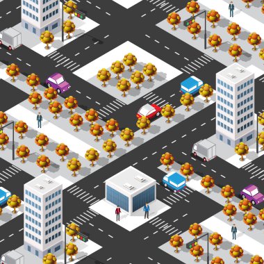 Şehrin bölge bölümünün Isometric 3d blok modülü