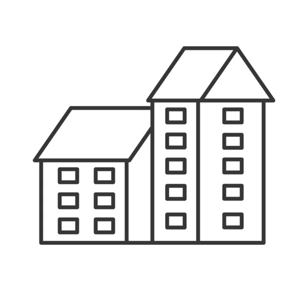 城市线性建筑以及房屋和建筑标志的图解 — 图库矢量图片