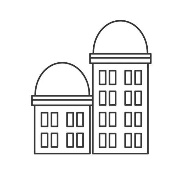 城市线性建筑以及房屋和建筑标志的图解 — 图库矢量图片