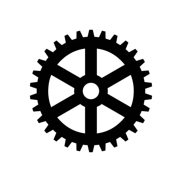 Enkele silhouet tandwielen mechanisme automatisering uurwerk pictogram — Stockvector
