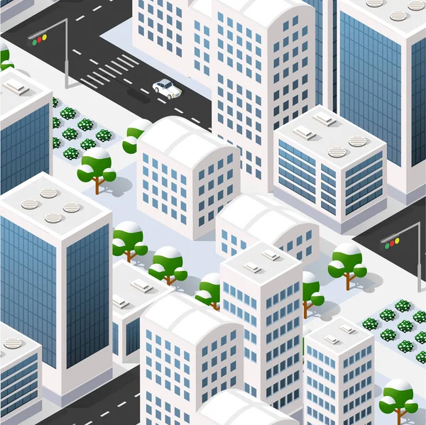 3D şehir manzaralı sokak sokak evi — Stok Vektör