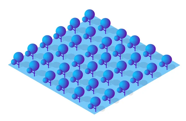 Isometrisk 3d park med et blåt træ af sommer natur skov landskab – Stock-vektor