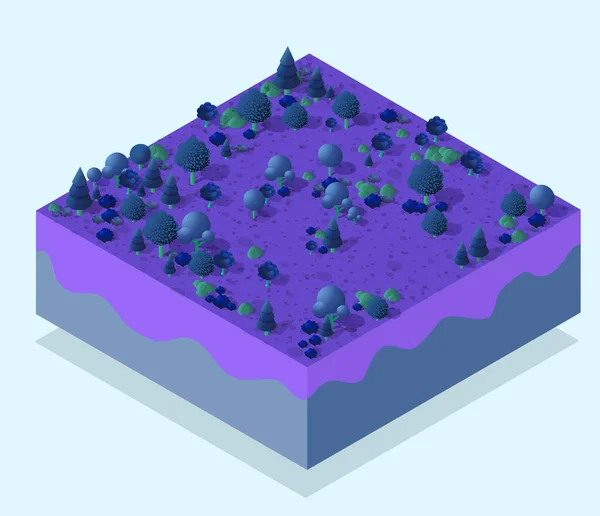 Bosque granja abstracto azul Capas de suelo geológico y subterráneo — Archivo Imágenes Vectoriales