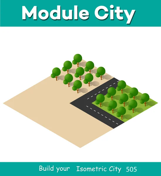 Isometric 3D illustration view from above to the Forest quarter — Stockový vektor