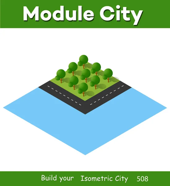 Isometric 3D illustration view from above to the Forest quarter — Stockový vektor