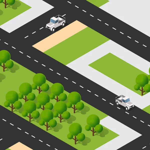 Şehrin bölge bölümünün Isometric 3d blok modülü