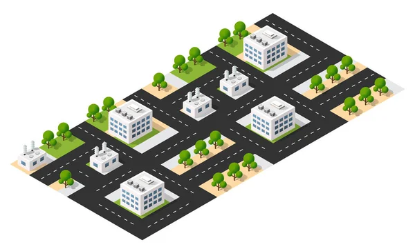 Module Isometric 3d block de la partie quartier de la ville — Image vectorielle