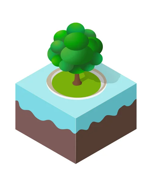 City quarter top view landscape isometric 3D illustration projection with trees — Stock Vector