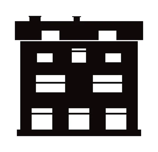 デザインのための黒のシルエットの単一のr建設ビル — ストックベクタ