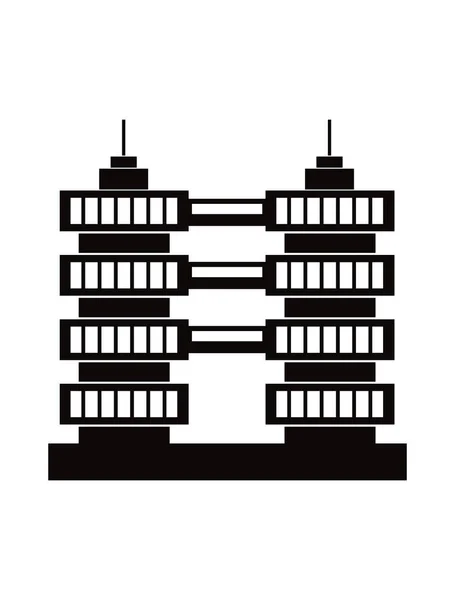 黒のシルエットデザインのためのシングル超高層ビル建設ビル — ストックベクタ