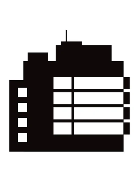 Bâtiment de construction de gratte-ciel unique de silhouette noire pour la conception — Image vectorielle