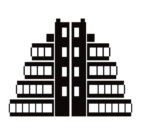 黒のシルエットデザインのためのシングル超高層ビル建設ビル — ストックベクタ