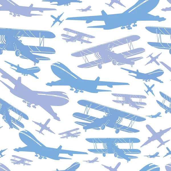 Niebieski samolot niebo płaszczyzna bezszwowy wzór płytek tło — Wektor stockowy