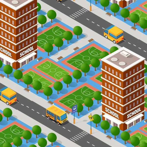 Module Isometric 3d block de la partie quartier de la ville — Image vectorielle