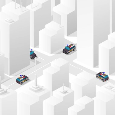 Isometric Caddesi kesişen yollarının şehir merkezinin 3 boyutlu illüstrasyonları