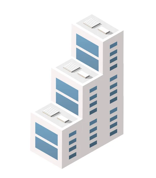 Vektor isometrische städtische Architektur Einzelgebäude der modernen — Stockvektor