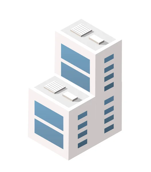 Vektor isometrische städtische Architektur Einzelgebäude der modernen — Stockvektor