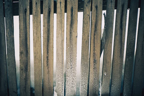 Frozen wooden fence — Stock Photo, Image