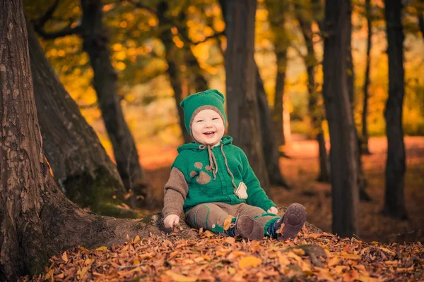 Funny boy in forest — Stock Photo, Image