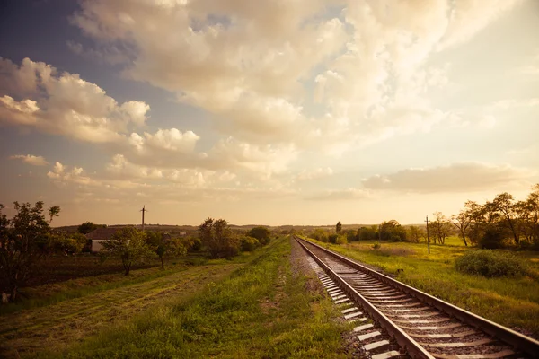 Railways to sunset — Stock Photo, Image