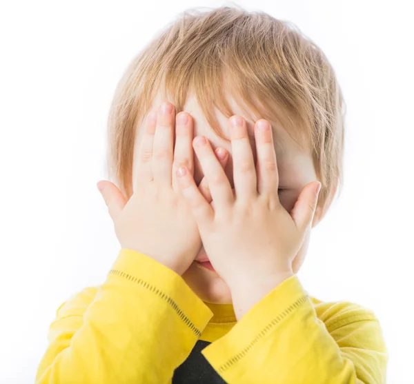 Boy with closed face — Stock Photo, Image