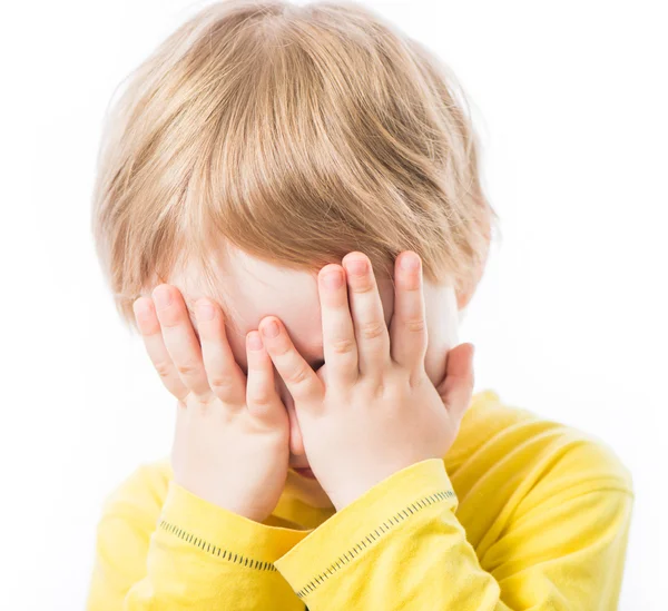 Boy with closed face — Stock Photo, Image