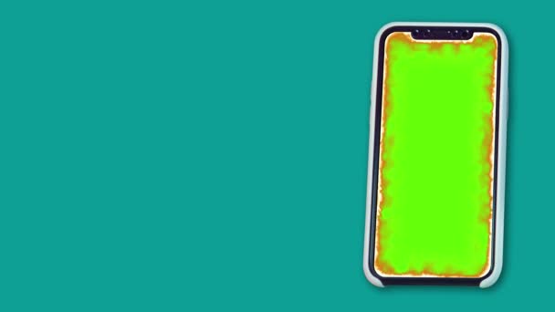 Smartphone Con Pantalla Grabación Los Adges Pantalla Verde Aislada Pantalla — Vídeo de stock