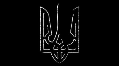 Ukrayna 'nın resmi arması ulusal renklerle siyah arkaplanda beliriyor