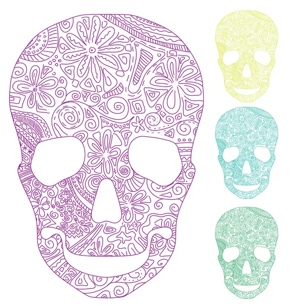 Calavera de elegancia con adornos — Vector de stock