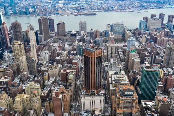 Nova Iorque Manhattan midtown vista panorâmica aérea com skyscr — Fotografia de Stock