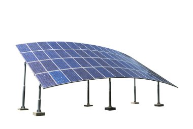 Beyaz arkaplanda güneş panelleri izole edildi