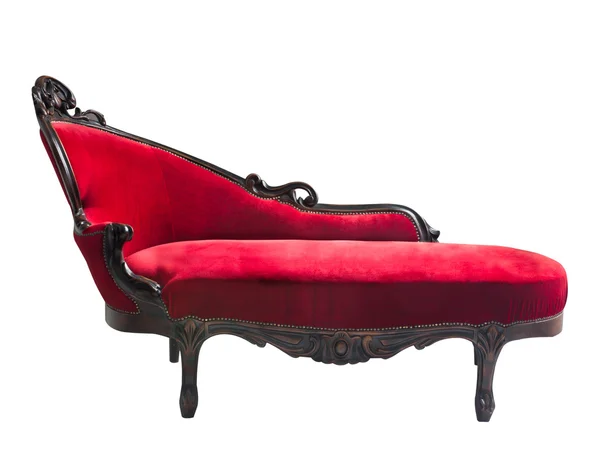 Vintage and luxurious red sofa contemporary style isolated on wh — Stock Photo, Image