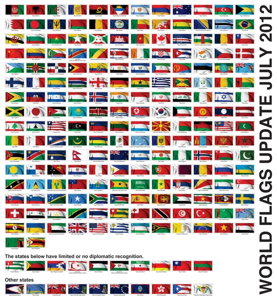 Wereld vlaggen galerij bijwerken juli 2012 nieuwe vlaggen — Stockfoto