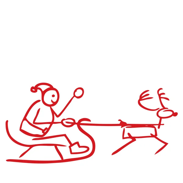Silhouette of Santa sleigh doodle Vector illustration — Stock Vector