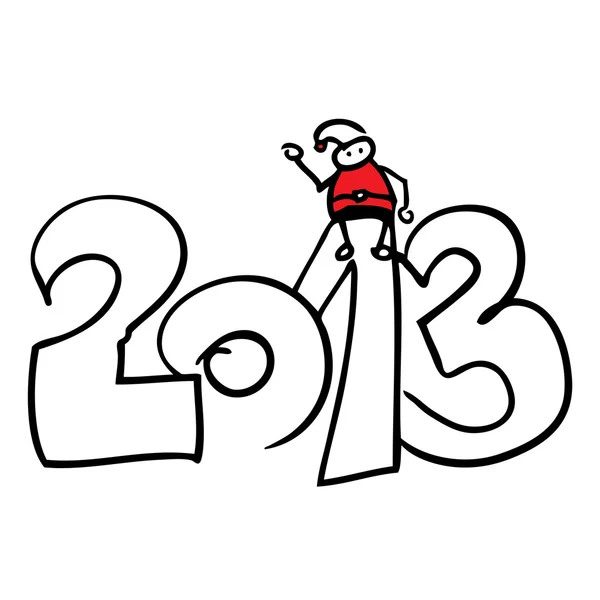 Papai Noel sentado Ano 2013 doodle — Vetor de Stock