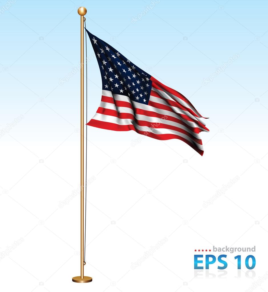 USA flag on flagpole