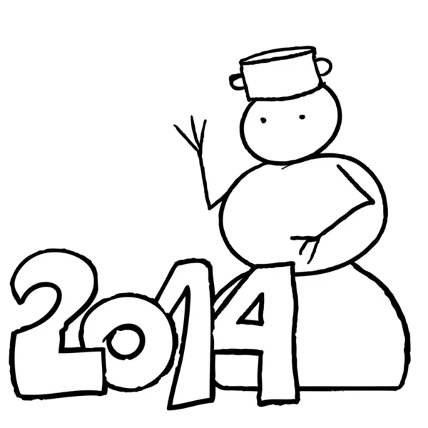 Ano do boneco de neve 2014 — Vetor de Stock