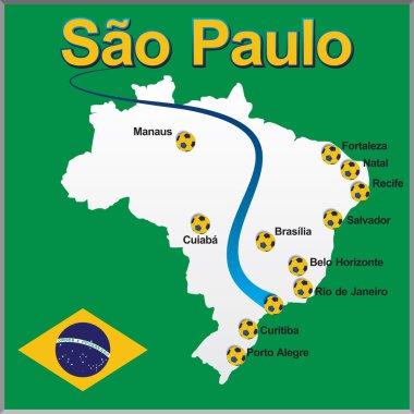 sao paulo - Brezilya Haritası futbol topu