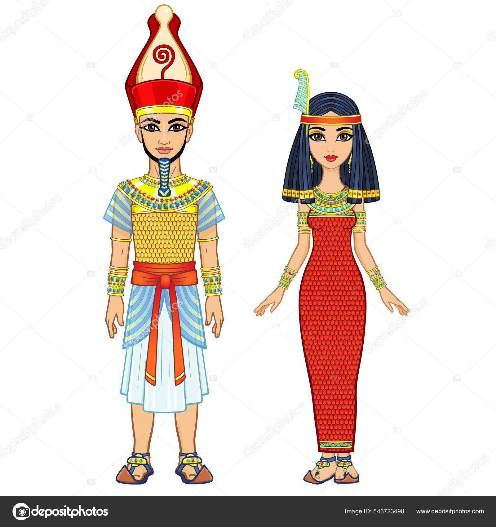 Cartoon Portrait Egyptian Family Ancient Clothes Pharaoh King God Full  Stock Vector Image by ©Roomyana #543723498