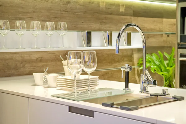 Sink in a modern built in ki — Stock Photo, Image